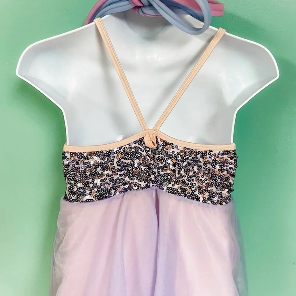Theatricals Costumes Pastel Tulle Sequin Fancy Leotard Dance Costume Teen M